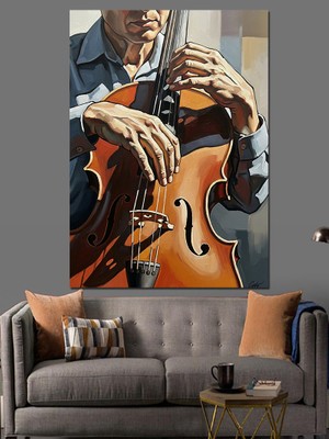 Tablomega Çello Çalan Bilge Adam Portresi Dekoratif Kanvas - Mdf Ahşap Tablo