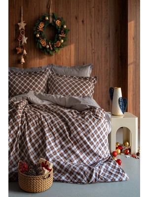 Bedline Ranforce Nevresim Takımı Çift Kişilik Estilo Kahve