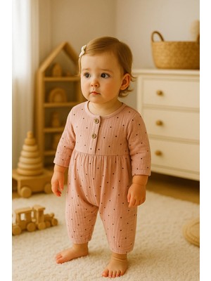 Kidaxi KD43051.MÜSLIN Desenli Tulum 3-6/6-9/9-12/18-24AY