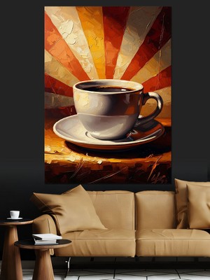 Tablomega Retro Tarzda Dumanı Tüten Kahve Dekoratif Kanvas - Mdf Ahşap Tablo