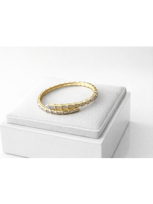 JKmons Taşlı Gold Kelepçe Bileklik