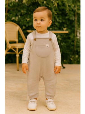 Kidaxi Cep Detaylı 3 Iplik  Bebek Salopeti