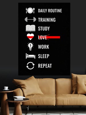 Tablomega Günlük Rutin Motivasyon Listesi Dekoratif Kanvas - Mdf Ahşap Tablo