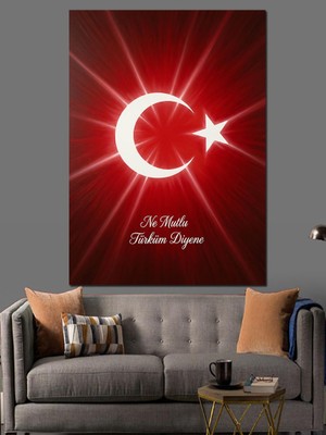 Tablomega Türk Bayrağı Ay Yıldız Teması Dekoratif Kanvas - Mdf Ahşap Tablo