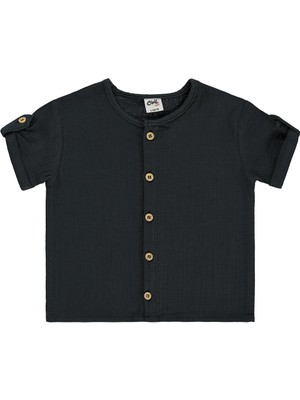 Civil Baby Müslin Kısa Kol 6-18 Ay Gömlek - Gri 18-24 Ay