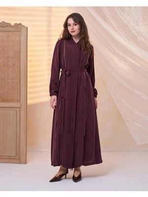 Misswhence Fermuar Detaylı Cupra Ipek Ferace 39501 Bordo