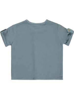 Civil Baby Müslin Kısa Kol 6-18 Ay Gömlek - Mavi 6-9 Ay