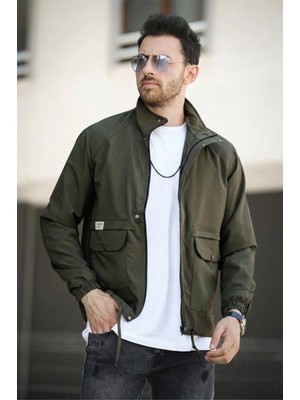 Oksit Juan Slim Fit Su Itici Bağcık Detaylı Kapüşonlu Erkek Mevsimlik Mont Yağmurluk