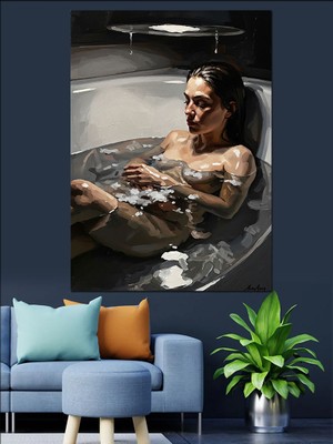 Karizma Tablo Su Içinde Yatan Kadın Dekoratif Kanvas - Mdf Ahşap Tablo