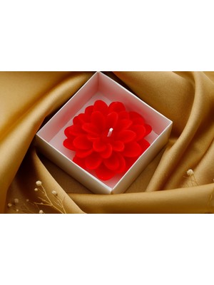 Etnik Home Çiçek Şeklinde Dekoratif Mum Kırmızı Renk Kutulu Hediyelik Romantik Tasarım Mum
