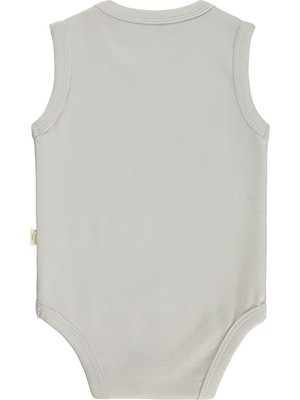 Civil Baby Düz Renkli 3-36 Ay Çıtçıtlı Badi - Gri 9-12 Ay