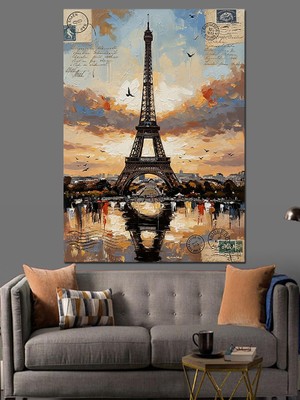 Karizma Tablo Paris Eyfel Kulesi ve Yansıma Dekoratif Kanvas - Mdf Ahşap Tablo