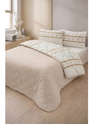 Formeya Kapitoneli Tek Kişilik Desenli Pike - Yatak Örtüsü Takımı 160x230 cm - 1 Adet Yastık Kılıflı