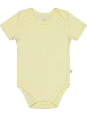 Civil Baby Düz Renkli Kısa Kol 1-3 Yaş Çıtçıtlı Badi - Sarı 3-4 Yaş