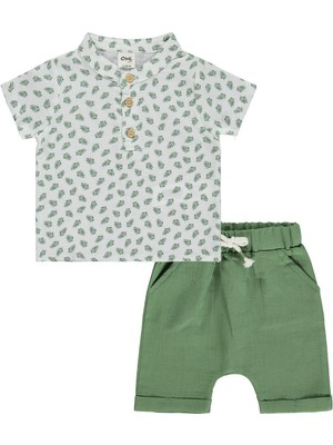 Civil Baby Müslin Yaprak Empirme 6-18 Ay Takım - Yeşil 6-9 Ay