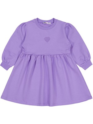Civil Girls Kalp Nakışlı 2-5 Yaş Elbise - Lila 3-4 Yaş