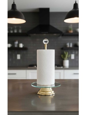 Şık Kristal Taşlı Metal Ayaklı Kağıt Havluluk ve Organizer