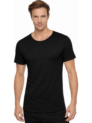 Tutku Erkek Siyah Penye Bisiklet Yaka Atlet 6' Lı Paket