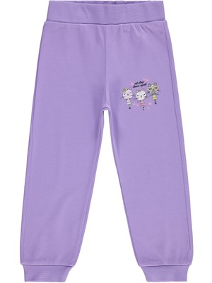 Civil Girls Kediler Baskılı 2-5 Yaş Eşofman Altı - Lila 3-4 Yaş