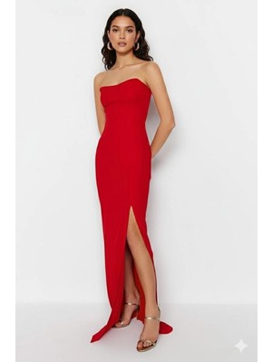 Rora Vücuda Oturan Dokuma Uzun Şık Gece Elbisesi