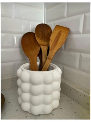 Beyaz Beton Bubble Kaşıklık, Pratik ve Şık Tezgah Düzenleyici