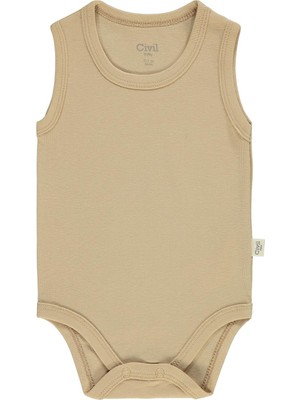 Civil Baby Düz Renkli 1-3 Yaş Çıtçıtlı Badi - Kahverengi 3-4 Yaş