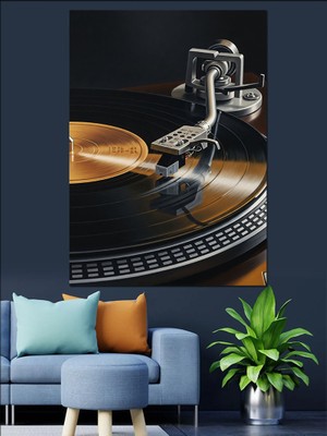 Karizma Tablo Eski Plak Çalar ve Gramofon Dekoratif Kanvas - Mdf Ahşap Tablo