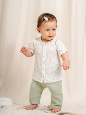 Kidaxi Desenli Müslin Bluz Pantolon Takım 3-6/6-9/9-12/18-24AY