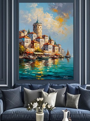 Karizma Tablo Tarihi Şehir ve Deniz Dekoratif Kanvas - Mdf Ahşap Tablo