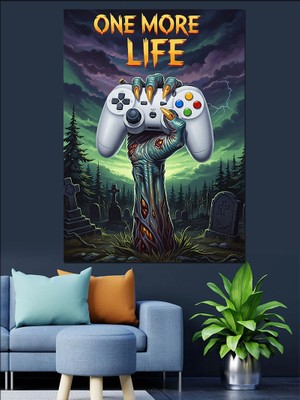 Karizma Tablo One More Life Oyun Kumandası Dekoratif Kanvas - Mdf Ahşap Tablo