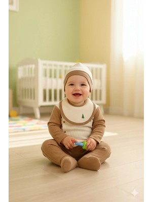 Kidaxi Erkek Bebek 4'lü Zıbın Takımı 1-6 Ay