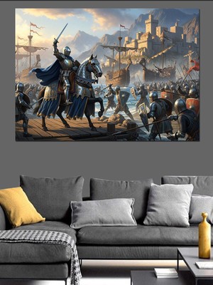 Karizma Tablo Tarihi Meydan Muharebesi ve Askerler Dekoratif Kanvas - Mdf Ahşap Tablo