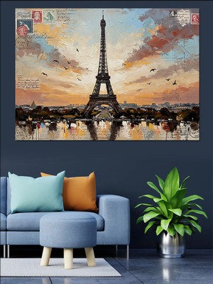 Karizma Tablo Paris Eyfel Kulesi Yağlı Boya Dekoratif Kanvas - Mdf Ahşap Tablo