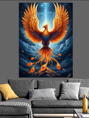 Karizma Tablo Küllerinden Doğan Phoenix Anka Kuşu Dekoratif Kanvas - Mdf Ahşap Tablo