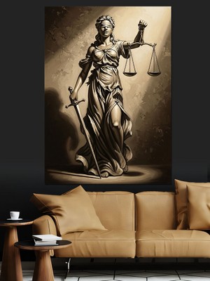 Karizma Tablo Adalet Tanrıçası Themis Heykeli Tablosu Dekoratif Kanvas - Mdf Ahşap Tablo