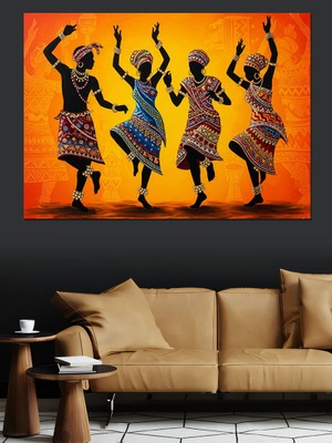 Karizma Tablo Geleneksel Dans Eden Afrikalı Kadınlar Dekoratif Kanvas - Mdf Ahşap Tablo