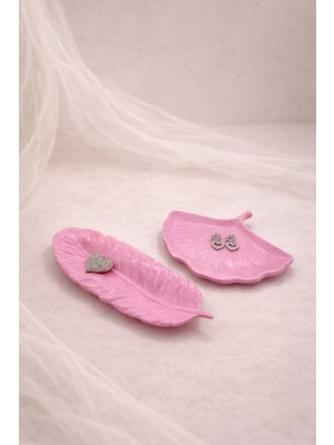 Atiye Studio 2'li Yaprak Takı Tabağı Seti Dekoratif Takı Organizer Ginkgo Yaprak Aksesuar Tabağı