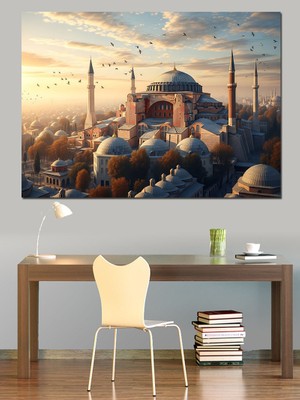 Karizma Tablo Istanbul Boğazı ve Ayasofya Manzarası Dekoratif Kanvas - Mdf Ahşap Tablo