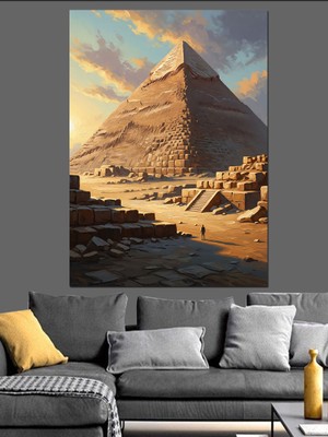 Karizma Tablo Antik Mısır Piramitleri Çöl Manzarası Dekoratif Kanvas - Mdf Ahşap Tablo