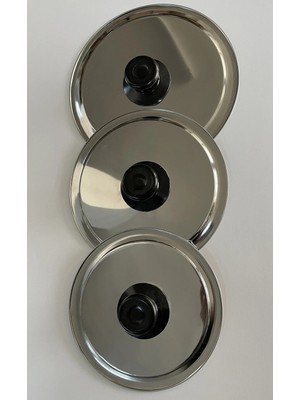 Paslanmaz Çelik Balık Tava Kapağı 34-32-30CM Kulplu 3'lü Set