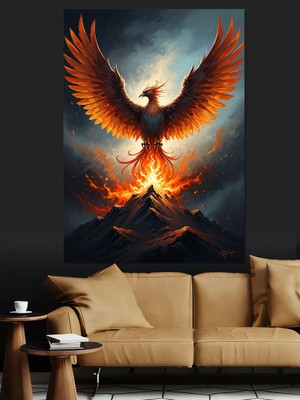 Karizma Tablo Küllerinden Doğan Phoenix Anka Kuşu Dekoratif Kanvas - Mdf Ahşap Tablo