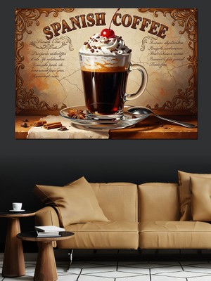 Karizma Tablo Spanish Coffee Yazılı Mutfak Tablosu Dekoratif Kanvas - Mdf Ahşap Tablo