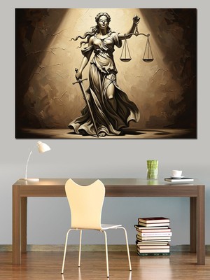 Karizma Tablo Adaleti Simgeleyen Elinde Terazi Kadın Dekoratif Kanvas - Mdf Ahşap Tablo
