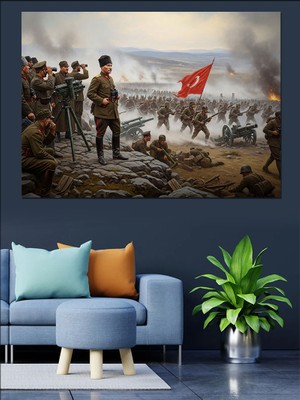 Karizma Tablo Türk Bayrağı Atatürk ve Ordu Dekoratif Kanvas - Mdf Ahşap Tablo
