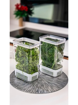 2'li Çok Amaçlı Vakumlu Yeşillik Saklama Kabı Seti