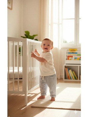 Kidaxi Çizgili Dokuma Tişört Pantolon Takım 6-9/9-12/18-24/24-36AY