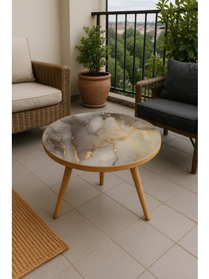 Boyut “şıklığın Yeni Yorumu Mermer Efektli El Yapımı Sehpa”