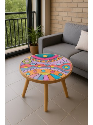 Boyut “renklerin Dansı: El Yapımı Sanatsal Yuvarlak Sehpa”