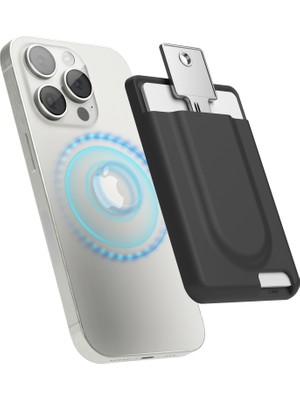 Elago iPhone Manyetik Kart Tutucu - Magsafe Uyumlu Anahtar Saklamalı Cüzdan - Siyah