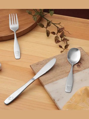 Mini Animals Çocuk Çatal Kaşık Bıçak Seti 3 Parça, Eğlenceli ve Güvenli Tasarım